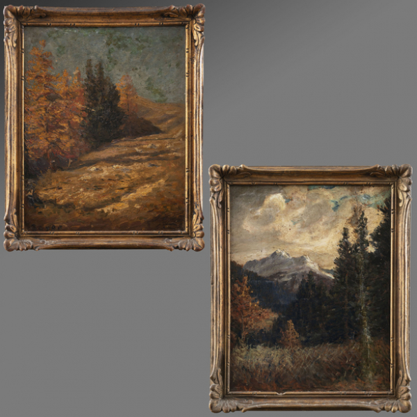 "Paisaje nevado y Paisaje montañoso" Boyer - Escuela Francesa, h. 1909