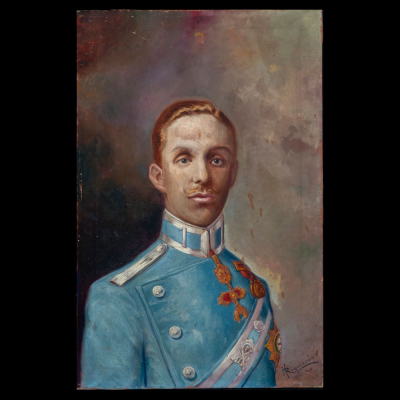 Retrato del Rey D. Alfonso XIII de España con el Toisón de Oro a la edad de 23 años, Ramón José Izquierdo y Garrido, Sevilla, 1873 - 1931