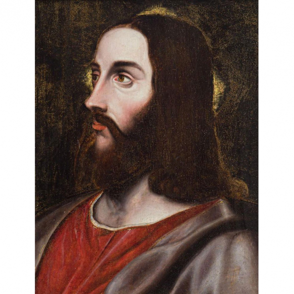 Tiziano Vecellio y Taller (Pieve di Cadore, 1490 – Venecia, 1576) &quot;Cristo Salvatore&quot;.  