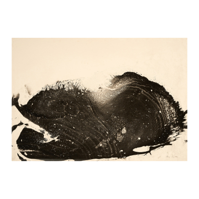 August Puig Bosch (Barcelona, 1929-1999)  Composición en blanco y negro.  Óleo sobre tela. Firmado y fechado en 1970. 