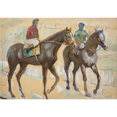 DEMETRIO SALGADO COSME  (Salamanca 1915 - 2000) &quot;Jokey a caballo&quot;