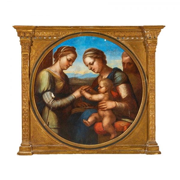 Escuela italiana, s.XVI. El matrimonio místico de Santa Catalina de Alejandría. Óleo sobre tabla.