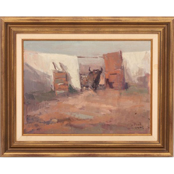 LUIS GARCÍA CAMPOS  (Bilbao 1928 - 2011) "¡Un toro!" Firmado: García Campos