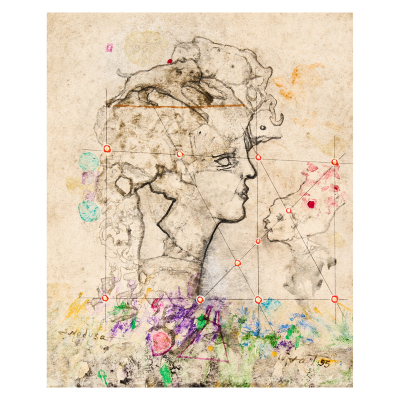 Modest Cuixart (Barcelona, 1925-Palam&oacute;s, Girona, 2007) Medusa. T&eacute;cnica mixta sobre papel adherido a tabla.