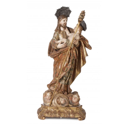 San José con el niño en madera tallada