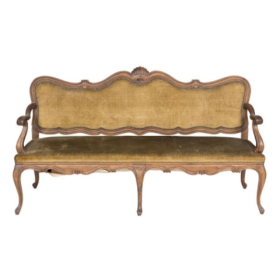 Canapé de nogal estilo Luis XV