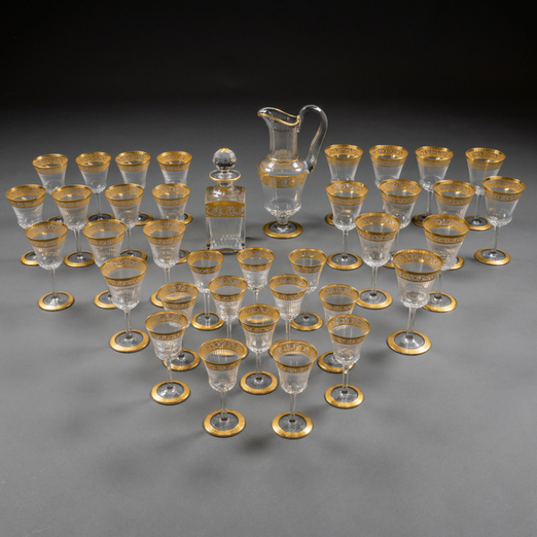 Cristalería francesa de Saint Louis &quot;Thistle Gold&quot; del siglo XX