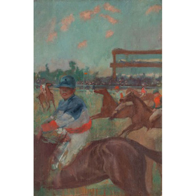 ADOLFO GUIARD  (Bilbao 1860 - 1916) &quot;Carrera de caballos con jockey&quot;