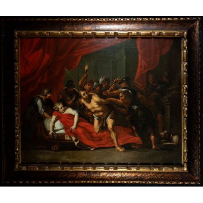 Sans&oacute;n y Dalila - Atribu&iacute;do a Jacob Jordaens (Amberes, 1593-1678).    &Oacute;leo sobre lienzo flamenco del siglo XVII