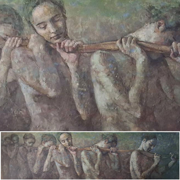 Montse Vald&eacute;s "Transmisiones" (2006). Obra de grandes dimensiones, &oacute;leo sobre lienzo