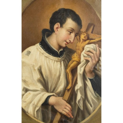Francisco Bayeu Sub&iacute;as (Zaragoza, 1734- Madrid, 1795)  San Luis Gonzaga, c.1758.  &Oacute;leo sobre cobre.