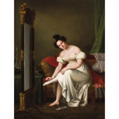 Antonio María Esquivel.   &quot;Dama desvistiéndose (1835)&quot;. Óleo sobre lienzo. 