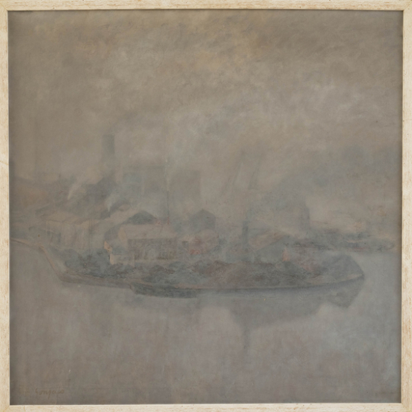 "La Fabrica de Pasajes" GONZALO CHILLIDA (San Sebastián, 1926-2008)  Técnica: Óleo/Lienzo