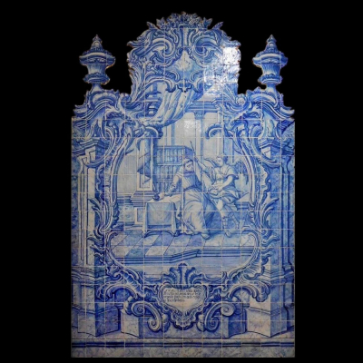Gran Composici&oacute;n azulejera portuguesa de San Antonio, siglo XVIII.  