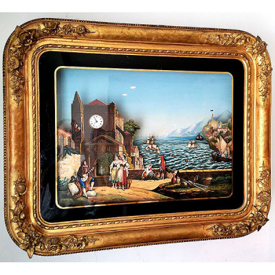 Pintura con música autómata del siglo XIX, Xavier Tharin, c. 1860, siglo XIX.