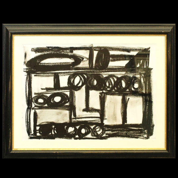 JANNIS KOUNELLIS (El Pireo,1936 - Roma, 2017). Sin título (ca. 1991).   Alquitrán y pastel sobre cartón. 