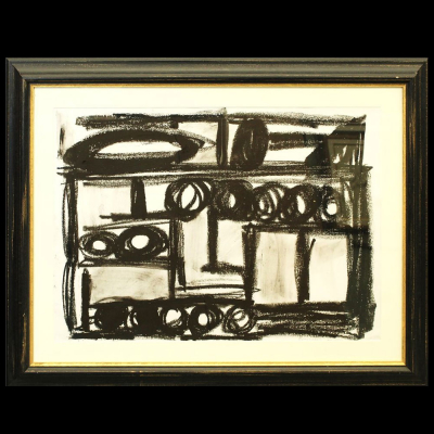 JANNIS KOUNELLIS (El Pireo,1936 - Roma, 2017). Sin título (ca. 1991).   Alquitrán y pastel sobre cartón. 