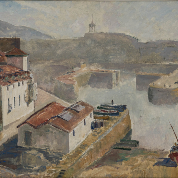"Vista del Puerto de San Sebastián"  MIGUEL ÁNGEL ÁLVAREZ (Tolosa, 1927 - 2011)