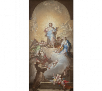 FRANCISCO BAYEU Y SUBIAS (Zaragoza, 1734-Madrid, 1795) Boceto de la Aparición de Cristo y de la Virgen a San Francisco de Asís 1781