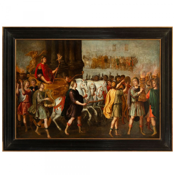 Monumental Cuadriga romana. Escuela Holandesa siglo XVIII.