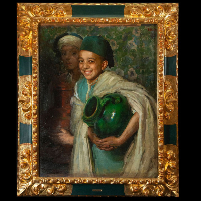 Importante Óleo de Jóvenes Muchachos Orientalistas - Gabriel Morcillo Raya (Granada, 1887​ – 1973​), firmado, escuela Orientalista española de los siglos XIX - XX