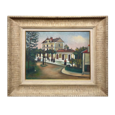 MAURICE UTRILLO (Par&iacute;s, 1883 &ndash; Dax, 1955) "La Gare de Belleville-sur-Sa&ocirc;ne (Rh&ocirc;ne)" (h.1920&ndash;1922).   &Oacute;leo sobre lienzo.