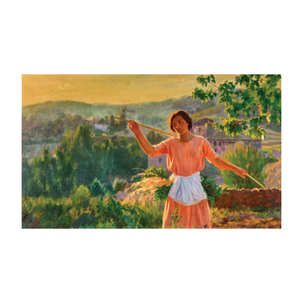 Eduard Flo Guitart (Badalona, 1881-Barcelona, 1958) Campesina. Óleo sobre tela. Firmado.