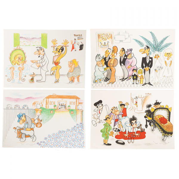 Xavier Cugat i Mingall (Girona, 1898-Barcelona, 1990)  Xavier Cugat 26 Caricaturas. Libro en fasc&iacute;mil de 26 litograf&iacute;as sobre papel firmadas 