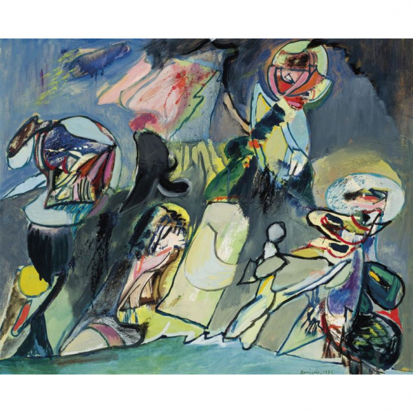 BONIFACIO (ALFONSO BONIFACIO) (1934 - 2011) "El encuentro (1984)".  Óleo sobre lienzo.  