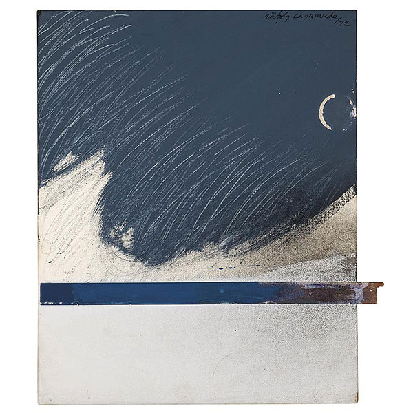 Albert Rafols Casamada.   "Sin título (1972)". Óleo y collage sobre lienzo. Firmado y fechado (72) en el ángulo superior derecho.