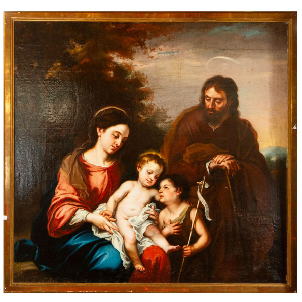 Excepcional "Sagrada Familia" de Bernardo Lorente Germ&aacute;n​ (1680-1759).  &Oacute;leo sobre lienzo.
