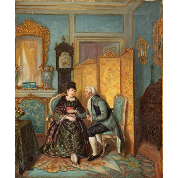 R.  PÁRAMO  (S. XIX) "Personajes de corte en el salón"