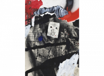 ANTONI CLAVÉ (Barcelona,1913 - Saint-Tropez, 2005).  Sin título, 1980.   Óleo, tinta, lápiz y collague sobre papel encolado a tela. 