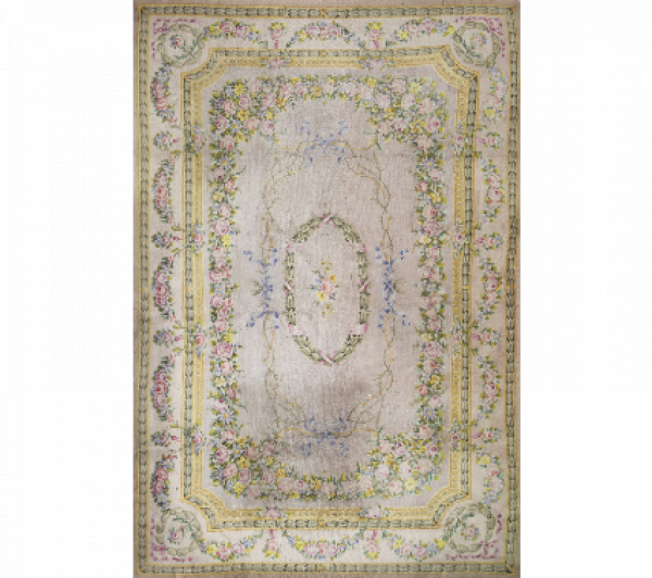 Alfombra alfonsina en lana Real F&aacute;brica de Tapices, firmada y fechada, 1881.