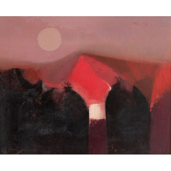 JOSÉ BARCELÓ ALBADALEJO  (Cartagena, Murcia 1923 - Bilbao 2001) "Paisaje con luna"