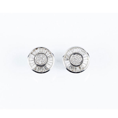 Pendientes en rosetón de oro blanco con diamantes