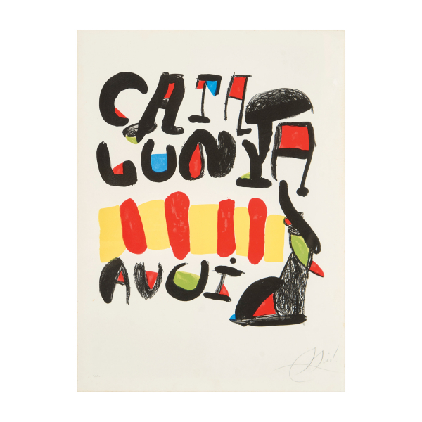 Joan Mir&oacute; i Ferr&agrave;. Catalunya avui. Palais de l&rsquo;UNESCO. Par&iacute;s, 1981. Litograf&iacute;a