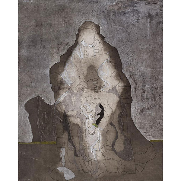 Jorge Castillo. (1933)   &quot;Maternidad&quot;. Óleo sobre lienzo. Firmado y fechado (91) en el ángulo superior izquierdo.