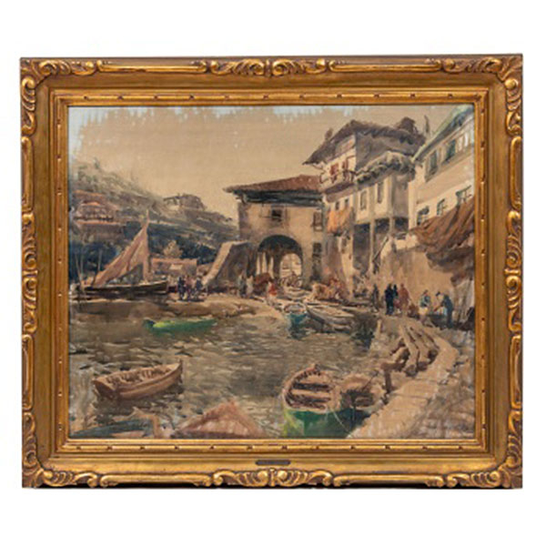 CEFERINO OLIVÉ CABRÉ  (Reus, Tarragona 1907 - 1995) "Vendiendo en el puerto"