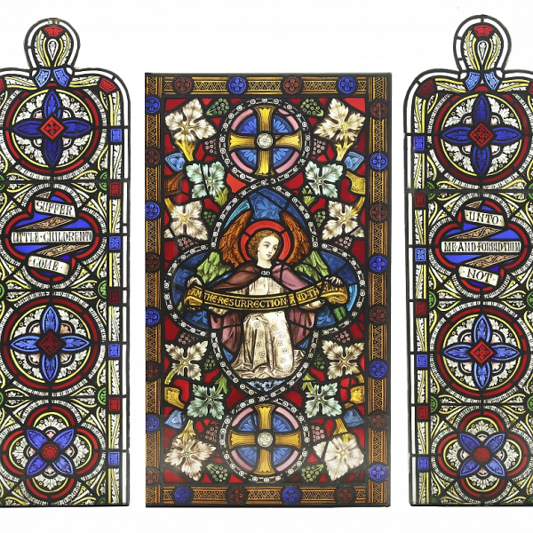 Shrigley and Hunt, vidriera emplomada "Arcangel San Miguel", s.XIX-XX. 