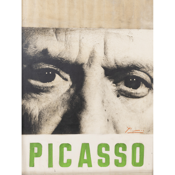 Pablo Ru&iacute;z Picasso (M&aacute;laga, 1881-Mougins, Francia, 1973)  Sin t&iacute;tulo.  Cartel adherido a tabla. Firmado 