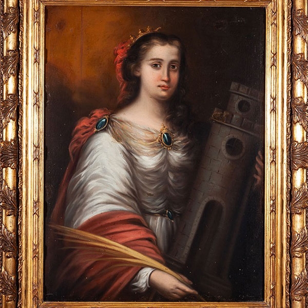 Atribuído a José Gutiérrez de la Vega (Sevilla, 1791 - 1865) &quot;Santa Bárbara&quot;