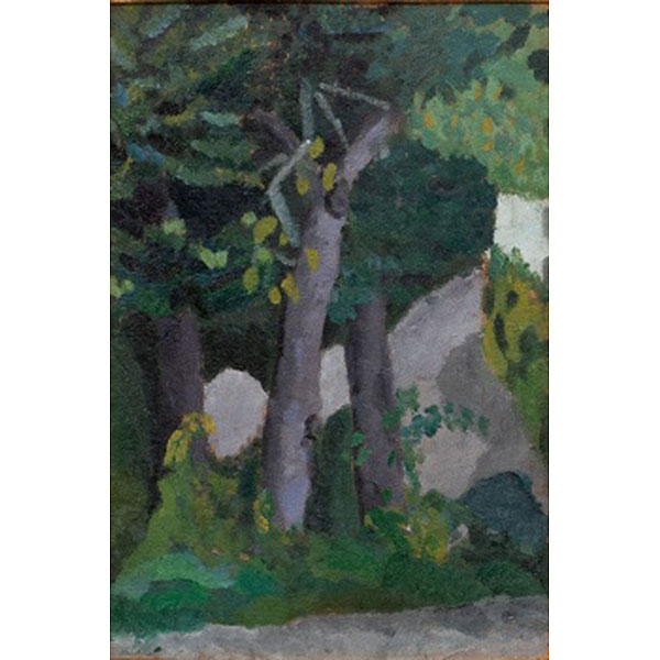 DANIEL VÁZQUEZ DÍAZ  (Nerva, Huelva 1881 - Madrid 1969) "Árboles en Fuenterrabía" Óleo / Lienzo pegado a cartón 