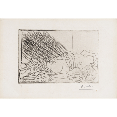 Pablo Ru&iacute;z Picasso (M&aacute;laga, 1881-Mougins, Francia, 1973)  Nu Couch&eacute;.  Grabado al aguafuerte sobre papel. Firmado 