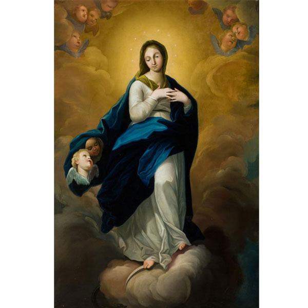 Escuela Española S. XVIII.  "Inmaculada". Óleo sobre lienzo.