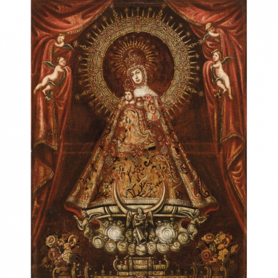 ESCUELA COLONIAL SS. XVII-XVIII &quot;Virgen coronada&quot;. 