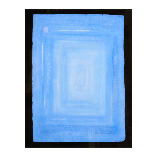 Albert Ràfols Casamada (Barcelona, 1923-2009)  Composición azul.  Técnica mixta sobre papel. Firmado.