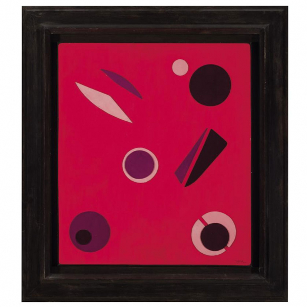 Pedro de Oraa. "Sin título (1980)". Construcción con piezas de madera policromadas al óleo sobre tabla.