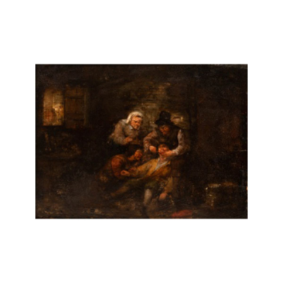  ESCUELA FLAMENCA   (S XVIII - S. XIX)  &quot;Angina de Lugwig&quot;  Óleo / Tabla 