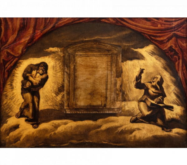 JOSÉ MARÍA SERT (Barcelona, 1874-1945)  San Antonio y Santa Gertrudis, estudio para la decoración de la Catedral de Vic 